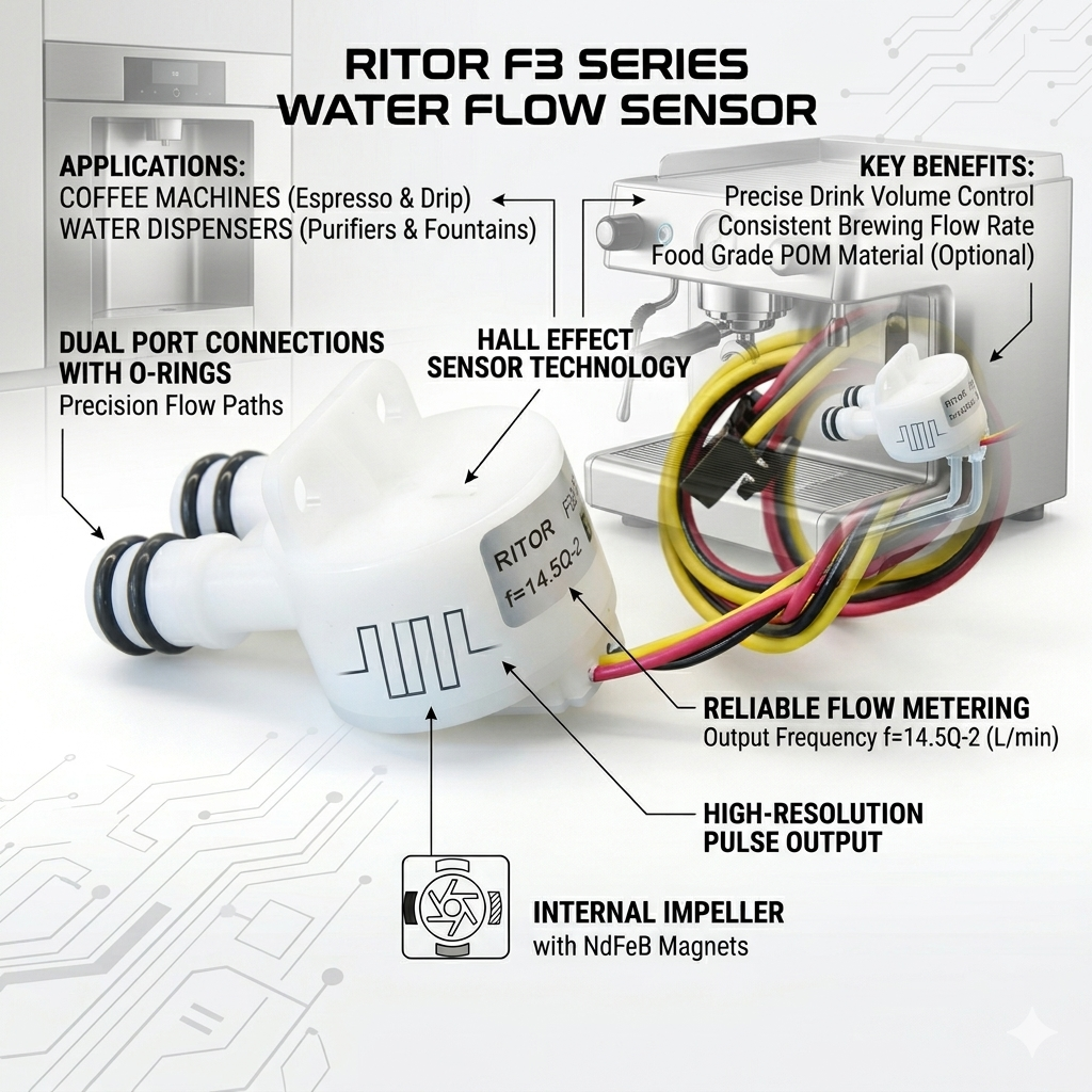 F9 Water Flow Sensor for Coffee Machines and Water Dispensers - Imagem 4